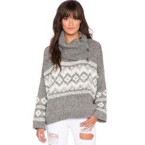 Free People Gray and White Sweater